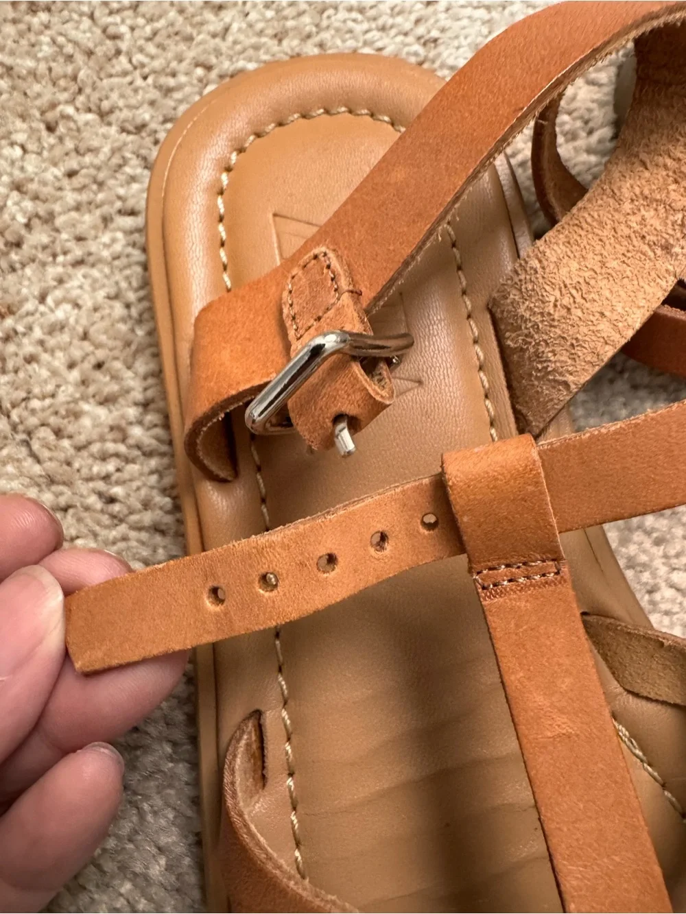 Zara Girls Tan Leather Strappy Sandals